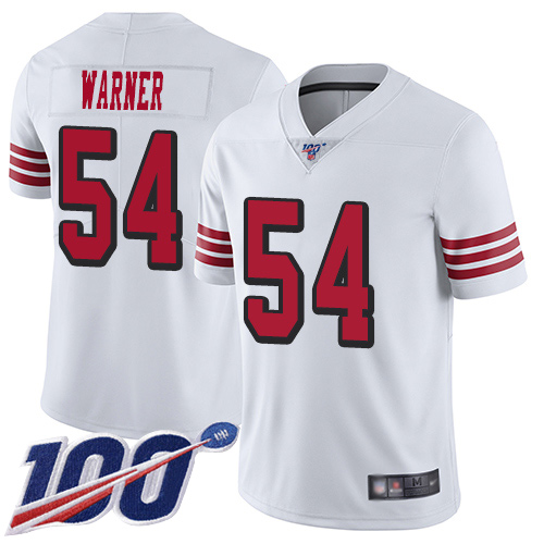 San Francisco 49ers Limited White Men #54 Fred Warner Jersey NFL #54 100th Season Rush Vapor->youth nfl jersey->Youth Jersey
